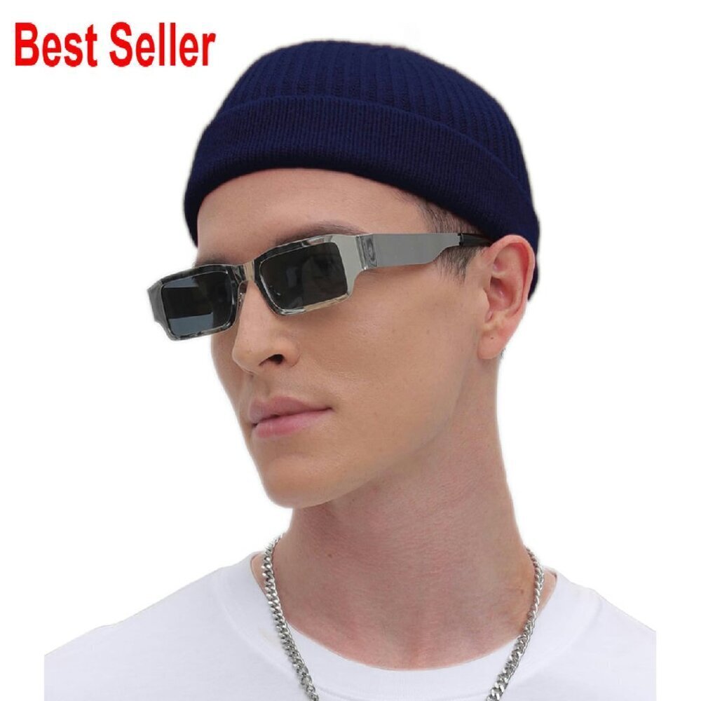 Thin Knit Fisherman Beanie Unisex Short Skull Cap Soft Wool Blend